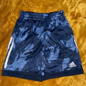 Adidas Boy's Athletic Performance Shorts Blue Camo Print Size L (14-16)